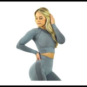 NVGTN Grey long sleeve crop top size Medium